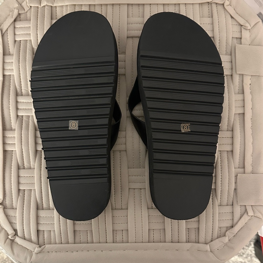 Black Leather Chunky Sandals with Silver Heart Accents 🖤 - Picture 5 of 5